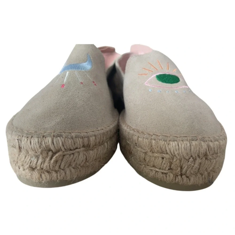 RARE Manebi Suede Espadrilles Evil Eye Design - Pristine condition SZ: 41  US 11